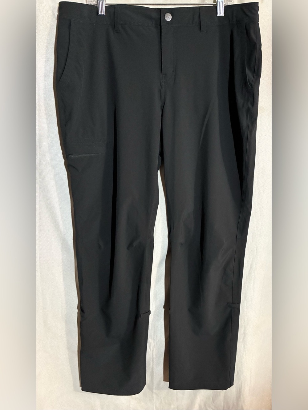 Rei Regular Fit Hiking Pants Sz 16 Black Zip Pockets Convertable Legs Roll Tabs